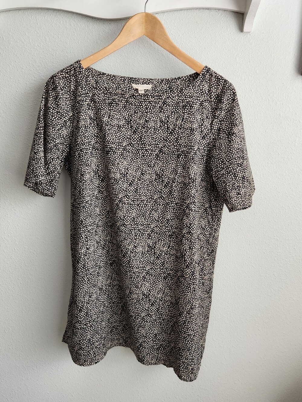 Eileen Fisher Black Dot Print Cotton Tunic Top Size SMALL
